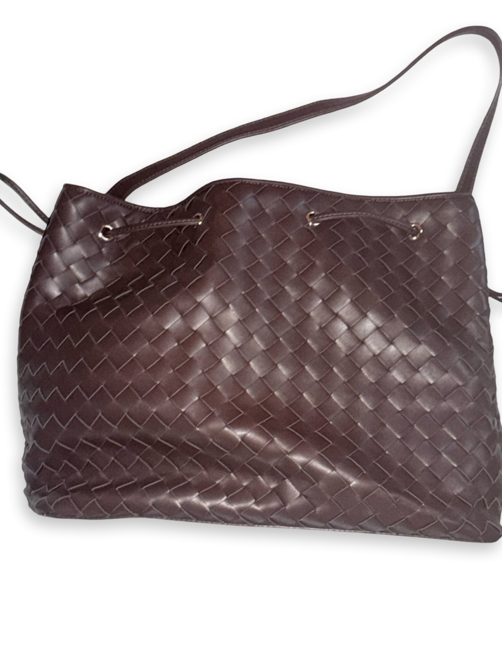 Ann Taylor Woven Leather Drawstring Hobo Bag - Picture 3 of 5